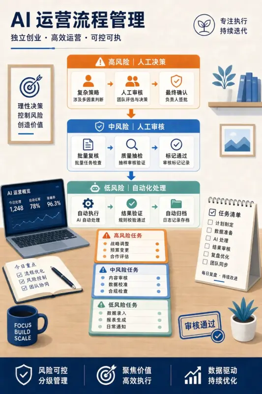 一人公司用AI做日常运营时,哪些任务可以自动化:按风险分三级建立审核流程 - OPCboot-OPCboot