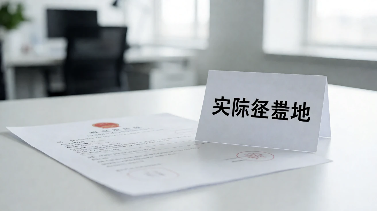 一人公司住所与实际经营地不一致怎么办?登记地址、经营场所与风险边界 1 办公桌上的营业执照与实际经营地提示纸条