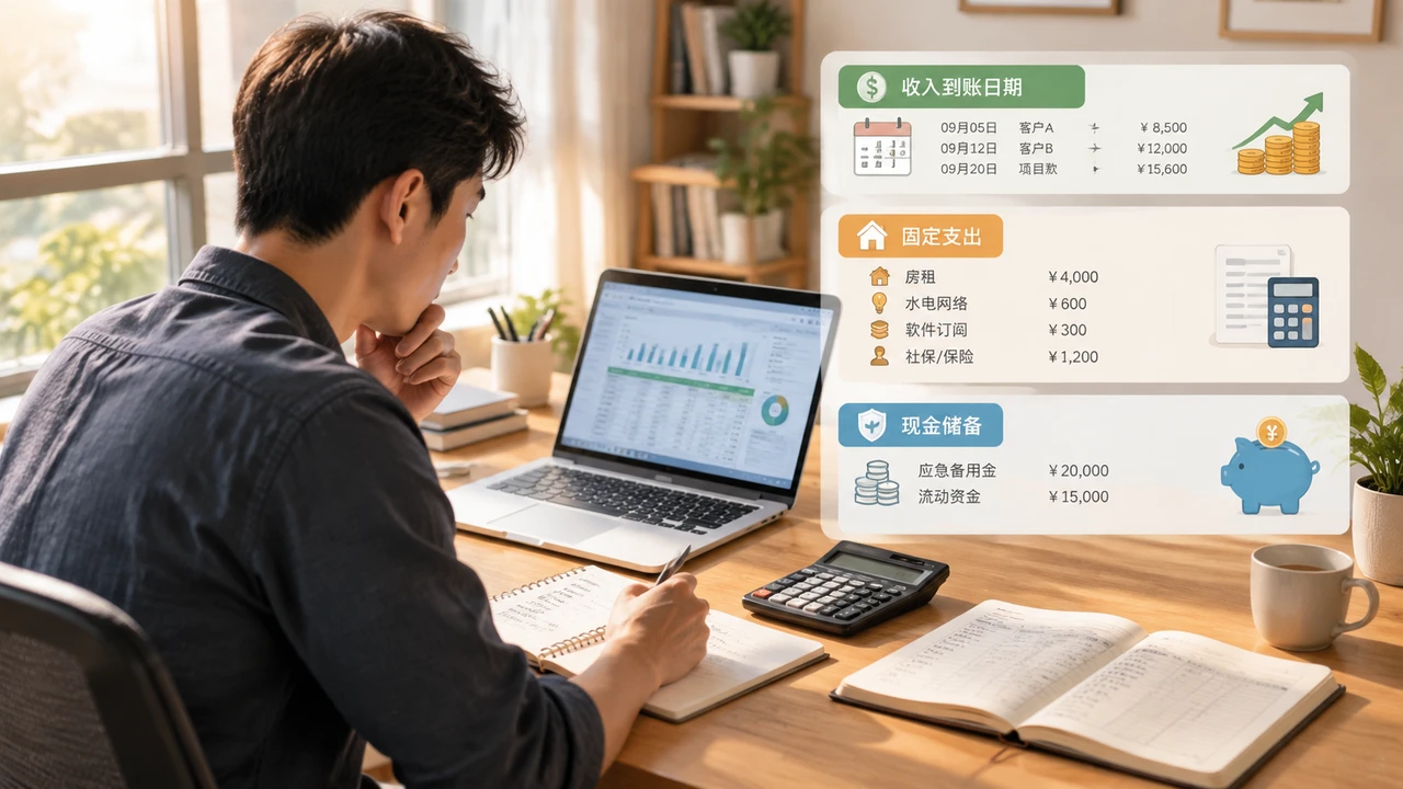 一人公司现金流预算怎么做:用固定成本、回款周期和试错预算安排每月开支 1 一人公司经营者整理月度现金流预算