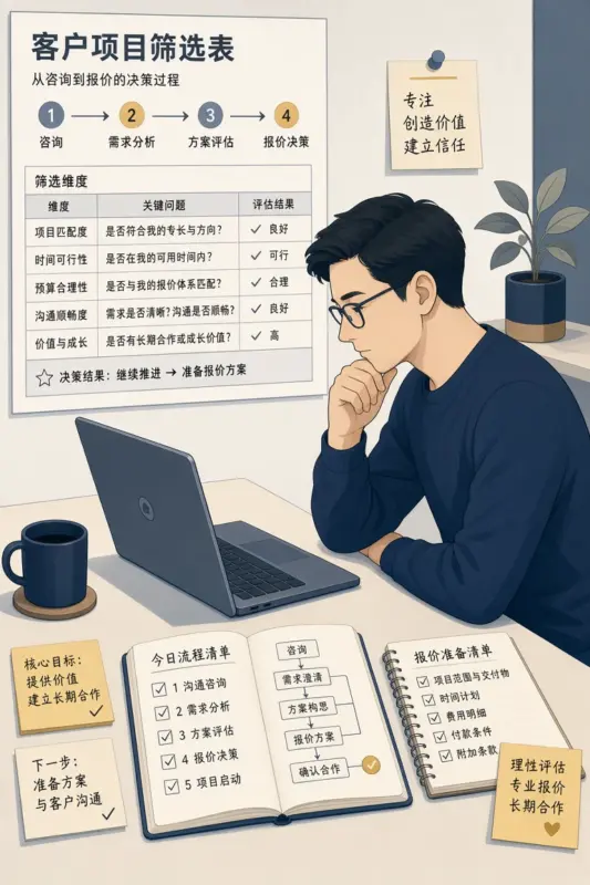 一人公司接单前怎么筛客户：用五个问题降低低质量项目风险-OPCboot