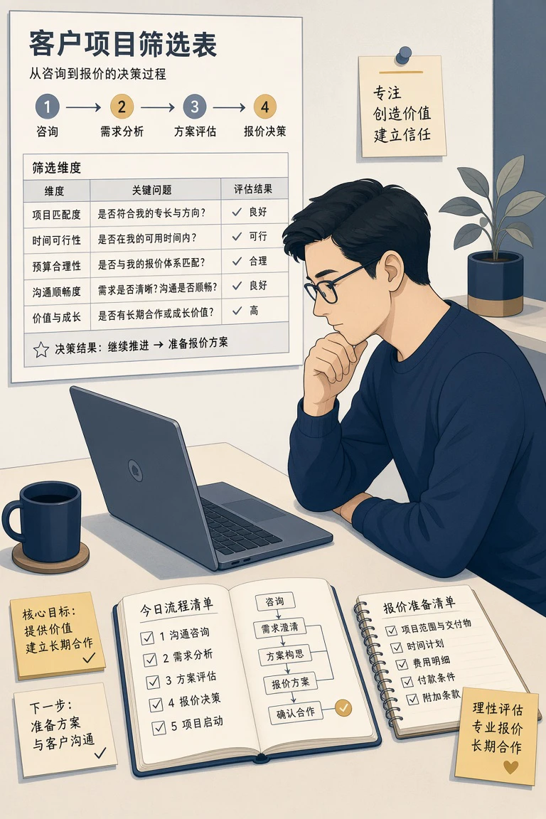 一人公司接单前怎么筛客户:用五个问题降低低质量项目风险 1 自由职业者在记录客户筛选信息