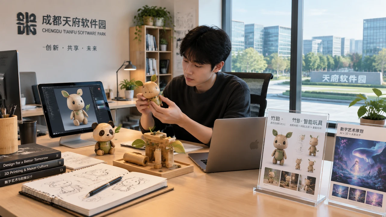 成都天府软件园出现AI一人公司样本:独立创业者如何从专业背景切入产品创新 1 单人创业者工作台