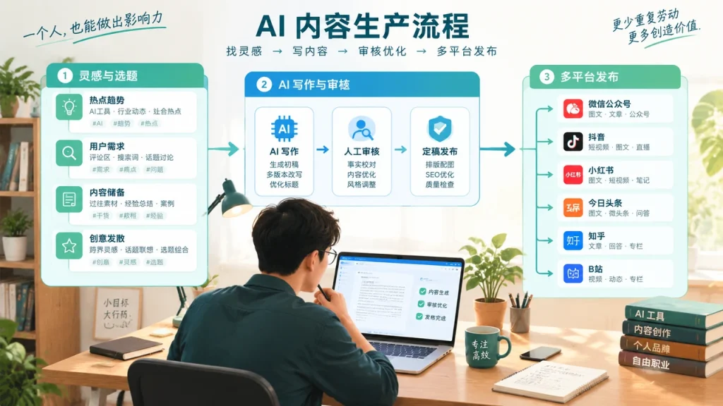 一人公司 AI 内容生产流：从选题到多平台分发的工具组合与配置-OPCboot一人公司创业邦