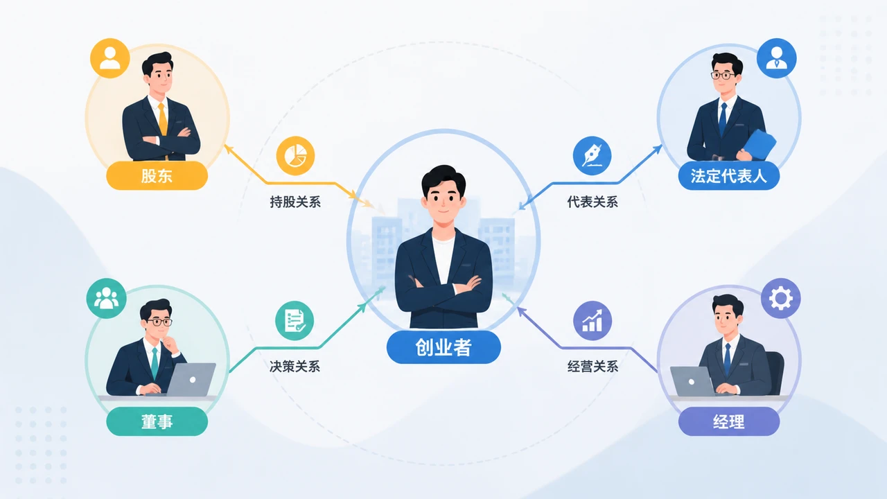 一人公司中股东、法定代表人、董事与经理的角色关系示意