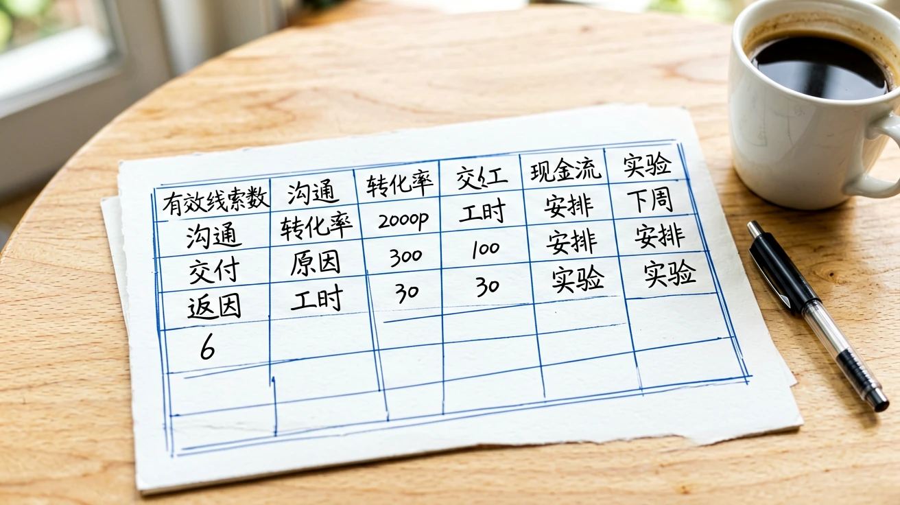 一人公司经营复盘表格手写示例