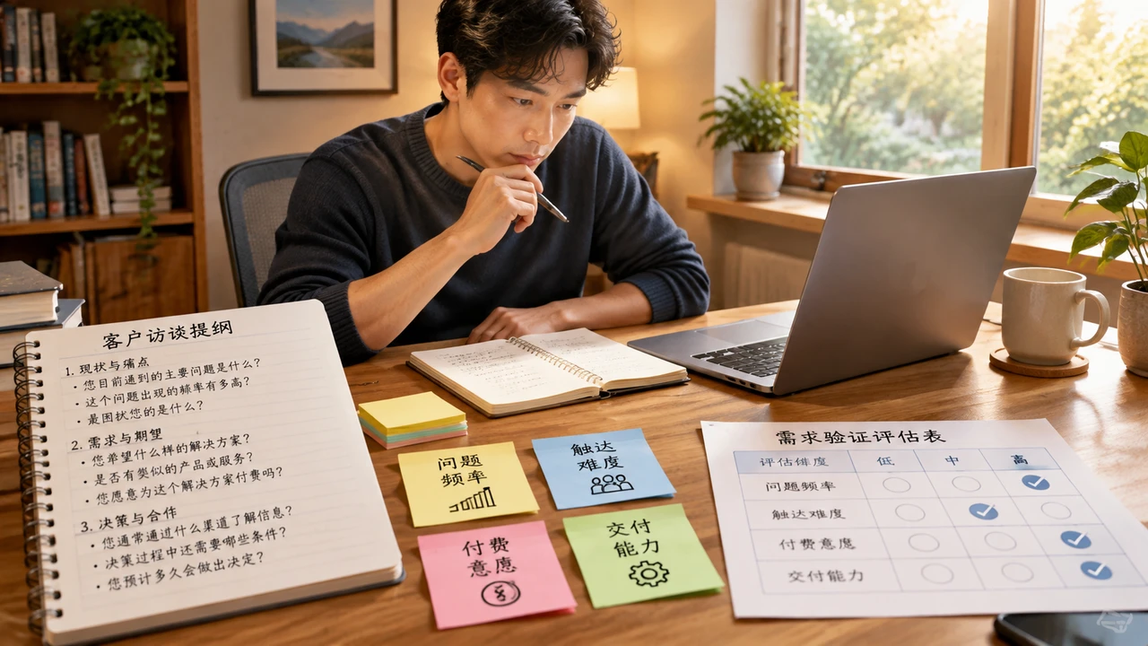 一人公司启动前的7天需求验证:从专业能力筛出愿意付费的问题 1 一人公司创业者规划7天需求验证