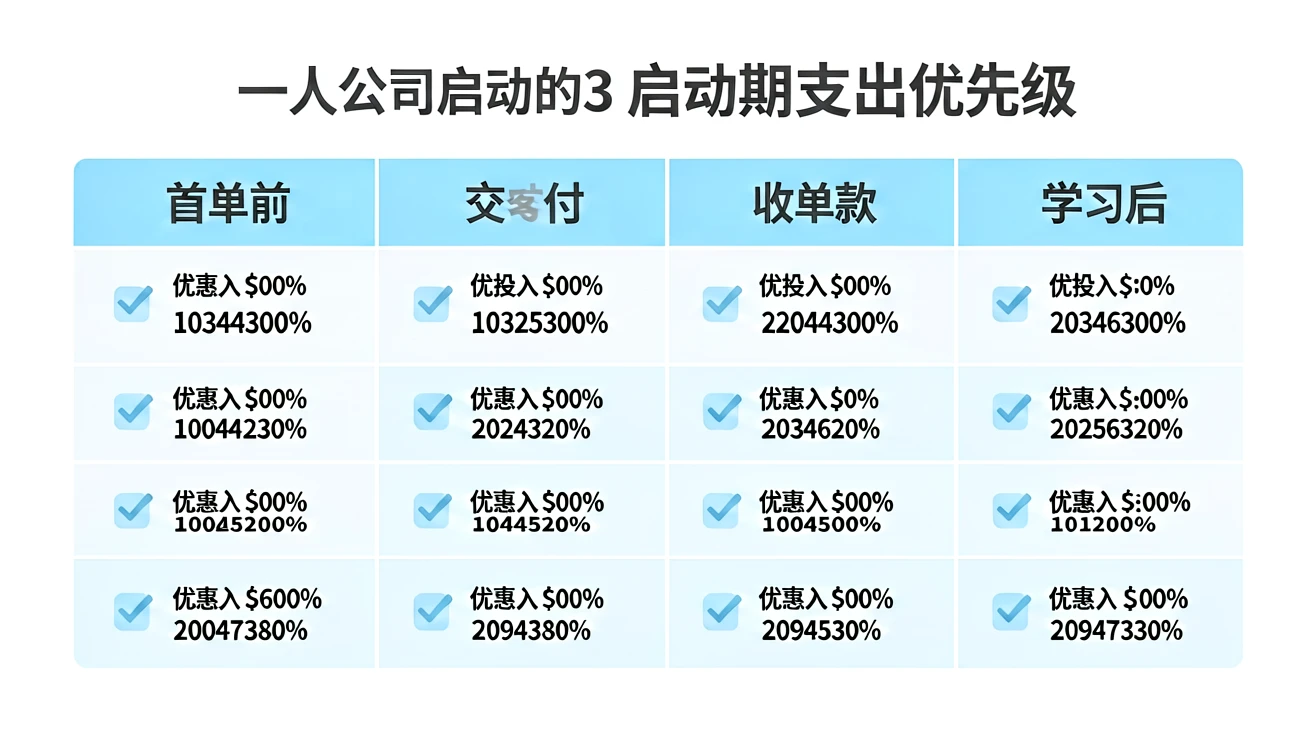 一人公司启动期支出优先级清单表格