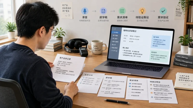 用 AI 处理客户访谈：从录音整理到需求清单的可复用工作流 - OPCboot一人公司创业邦-OPCboot一人公司创业邦
