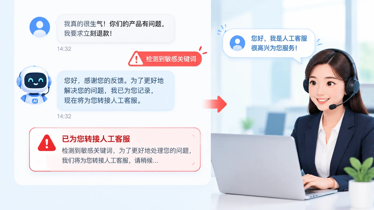 AI客服转接规则示意图