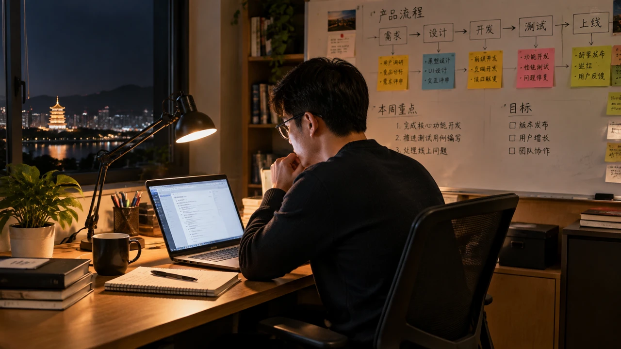 从 IT 顾问到 AI 创业者:零代码背景的曾晓峰如何构建一人公司 1 一人公司经营者在夜间独自梳理业务流程