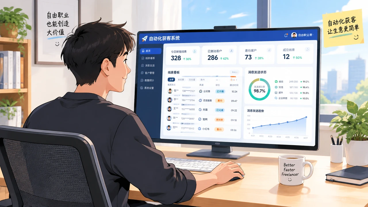 超级个体的客户获取策略:AI自动化线索筛选实战 3 自由职业者查看自动化获客系统