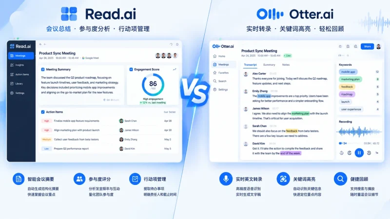 AI 会议助手选型对比:Read.ai 与 Otter.ai 在一人公司场景下的实测-OPCboot一人公司创业邦
